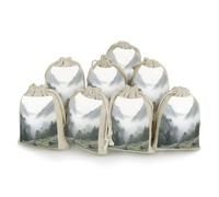 Lot de 8 petits sacs en toile de jute Valley in The Morning Mist - Sacs cadeaux en toile de jute pour fêtes et festivals ainsi que pour les bonbons faits à la main