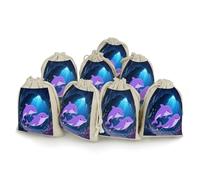 Lot de 8 petits sacs en toile de jute violet motif dauphin, sacs cadeaux en toile de jute adaptés pour les fêtes et les festivals ainsi que pour les bonbons, sacs cadeaux faits à la main