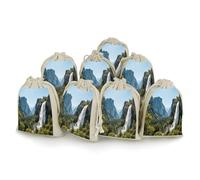 Lot de 8 petits sacs en toile de jute Yosemite National Park - Lavande - Petits sacs cadeaux en toile de jute adaptés pour les fêtes et les festivals ainsi que pour les bonbons, sacs cadeaux faits à