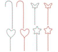 Lot De 8 Pics Bonbons Noël Plastique Torsadé Et Vert Pour Arbre | Formes variées canne cœur étoile papillon Réutilisable longueur 32-40cm Pour guirlandes centres de table