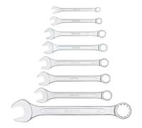 Lot de 8 pièces de clés mixte plates et polygonales en acier chrome Cyclus Argenté