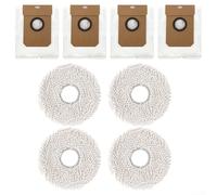 Lot de 8 pièces de rechange pour aspirateur robot Cecotec pour Conga 11090 Spin Revolution, comprend 4 sacs à poussière, 4 chiffons de nettoyage (A)