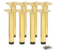 Lot de 8 pieds de meubles en métal Btowin VCF de 12 cm, pieds de support réglables en or pour commode, à ajuster soi-même, pour armoire, table, canapé, fauteuil, bureau, cuisine