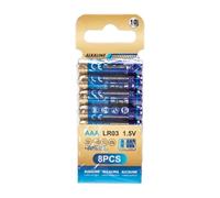 Lot de 8 Piles alcalines LR03 (AAA) 1,5 V, idéales pour appareils électroniques, Jouets et télécommandes.