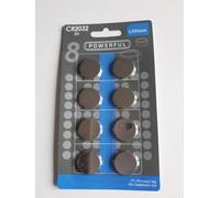 Lot de 8 piles boutons lithium CR2032 3V Powerful