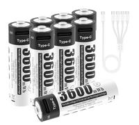 Lot de 8 Piles Rechargeables AA 1,5 V Lithium-ION, Haute Performance, Charge Rapide, Longue durée, 3600 mWh, avec câble de Charge 4 en 1 de Type C et étui de Rangement