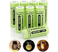 Lot de 8 piles solaires 2/3AAA 400 mAh NI-MH haute capacité 2/3AAA 1,2 V avec faible auto-décharge pour lampes solaires d'extérieur