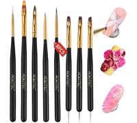 Lot De 8 Pinceau Nail Art Ongles, 11 Fonctions, Pinceau Ongle, Pinceaux Ongles Pour Vernis À Ongles Uv, Gel De Construction, Polygel, Peinture Par Points, Motif De Ligne, Couleurs Noires