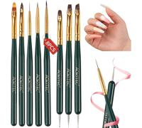 Lot De 8 Pinceau Nail Art Ongles, 11 Fonctions, Pinceau Ongle, Pinceaux Ongles Pour Vernis À Ongles Uv, Gel De Construction, Polygel, Peinture Par Points, Motif De Ligne, Couleurs Vertes