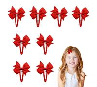 Lot De 8 Pinces À Cheveux Avec Nœud Rouge, Couvre-Chef Pour Enfants, Accessoires De Cheveux Mignons Pour Filles, Pinces À Cheveux Simples Et À La Mode