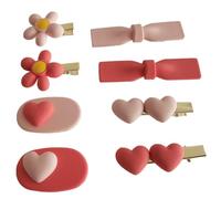 Lot de 8 pinces à cheveux classiques roses pour filles, pinces crocodiles avec nœud/cœur/fleur, pour adolescentes, accessoires pour cheveux (nuances roses et roses)