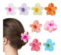 Lot de 8 pinces à cheveux en forme de fleur, pinces à cheveux colorées, pinces à cheveux en forme de fleur de plumeria, pinces à cheveux solides, grandes pinces à cheveux pour cheveux épais/fins pour