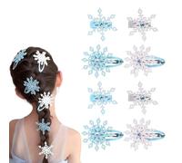 Lot de 8 pinces à cheveux en forme de flocon de neige bleu et blanc - Accessoires de cheveux pour femmes et filles - Nœud de Noël - Épingles à cheveux festives - Accessoires de cheveux de Noël
