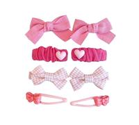 Lot de 8 pinces à cheveux en tissu rose mignonnes et mignonnes, mini pinces à cheveux faites à la main avec nœud d'amour