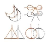 Lot de 8 pinces à cheveux pour femme, triangle creux, cercle, lune, nœud en métal pour toutes les occasions