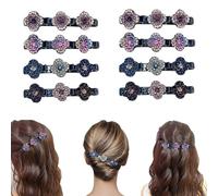 Lot de 8 pinces à cheveux tressées en cristal scintillant avec fleur de cristal - Avec 3 mini pinces à cheveux - Mini pinces à cheveux à double couche - Pour femmes et filles