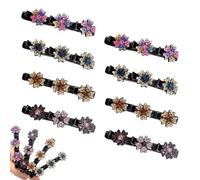 Lot de 8 pinces à cheveux tressées en forme de colibri avec pierre de cristal scintillante et fleur de cristal avec 3 mini pinces à cheveux exquises et élégantes pour femmes et filles