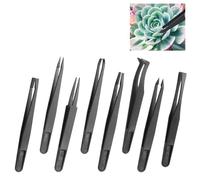Lot de 8 pinces à épiler Venus Piège à mouches, 8 styles de 11,9 cm, noir pour plantes carnivores, pinces d'alimentation en fibre de carbone, pince droite et incurvée