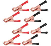 Lot de 8 pinces crocodiles en métal pour voiture, chargeur de batterie - Rouge et noir - Entièrement isolées - Petite pince crocodile pour voiture, véhicule, bateau