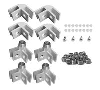 Lot de 8 pinces de rechange carrées pour brasero en verre de 1,6 cm avec quatre bases antidérapantes | Supports d'angle en aluminium pour brasero et poêles d'extérieur