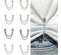 Lot de 8 pinces magnétiques pour vêtements - Boutons magnétiques multifonctions avec chaîne, épingle magnétique puissante pour raccourcir les t-shirts, fixer des écharpes, hijab, col, ourlets de