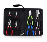 Lot de 8 pinces pour réparation et fabrication de bijoux avec bec aiguille, bec rond, sertissage, mâchoire en nylon et coupe-fil pour un travail précis des fils