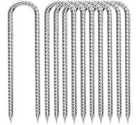 Lot de 8 Piquets Ancrage Sol 30cm, Acier Galvanisé, pour Trampoline, Tente, Jardin (Argent, U, 8 pcs) Label