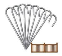 Lot de 8 piquets de clôture à maillons de chaîne - 30,5 cm - Crochets en J pour tente de vent - Outils polyvalents en acier galvanisé pour clôture à maillons de chaîne