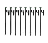 Lot de 8 piquets de tente robustes de 40 cm en acier haute résistance avec crochet et trou, piquets de sol en métal pour extérieur, randonnée, jardinage, grand sol dur rocheux