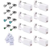 Lot de 8 pistolets à percer jetables stériles pour le nez d'oreille avec clous d'oreilles kit de piercing asepsie Bleu Vert Blanc