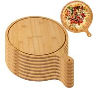 Lot de 8 planches à pizza en bois avec poignées légères, idéales pour la fabrication de pizzas, le stockage et le divertissement lors de fêtes et rassemblements