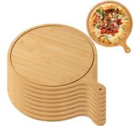Lot de 8 planches à pizza en bois avec poignées légères, jusqu'à 33 cm, idéales pour la fabrication de pizza, les fêtes et les rassemblements