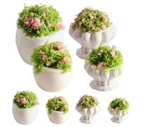 Lot de 8 plantes miniatures pour maison de poupée - Ensemble petites plantes vertes réalistes avec pots fleurs mini plante parfaite à l'échelle 1:12 pour décoration maison poupée et jardins fées