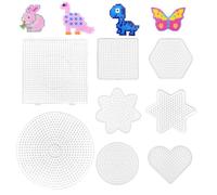 Lot de 8 plaque de perles à repasser - Plaques carrées transparentes, enfichables, grandes et petites, pour bricolage