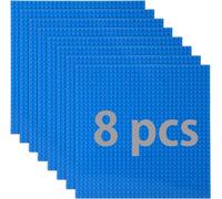Lot de 8 plaques de construction classiques compatibles avec la plupart des marques - Plaque de base classique - Compatible avec la plaque de construction Lego Classic - 25,5 x 25,5 cm - Bleu