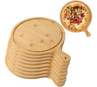 Lot de 8 plateaux de service à pizza en bois avec poignées légères, parfaites pour les fêtes et les rassemblements, jusqu'à 33 cm pour la fabrication et le rangement de pizzas