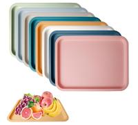 Lot de 8 plateaux de service rectangulaires en plastique - 30,5 x 22 cm - Antidérapants - Pour salle à manger, cuisine - 8 couleurs