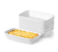Lot de 8 Plats à Four en Céramique, 400ml Plat Four Rectangulaire, Petits Plats de Cuisson pour Friteuse à Air, Plat à Welsh Individuel, llant au Four et au Micro-ondes, 18 x 11 x 4 cm