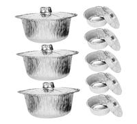 Lot de 8 Plats en Papier Aluminium avec Couvercles, Ronds 2000ml | Argenté, Usage Voyage et Cuisson Extérieure, Résistants aux Hautes Températures, Chauffe Rapide et Uniforme