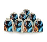 Lot de 8 poches de bouquettes, sacs de fleurs imprimés dragons de glace et de feu, poche épaisse pour bouquets de fleurs, poche portable, petite poche pour bouquets, Couleur crème., Taille unique,