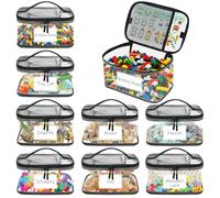 Lot de 8 Pochette Rangement Jouet Enfant, PVC Sac Rangement Jouet, Rangement Puzzle avec Fermeture Éclair, pour Enfants, Jouets de Bain, Puzzles, Blocs de Construction