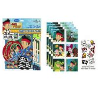 Lot de 8 pochettes surprises Jake et les Pirates du Pays imaginaire - 40 pièces, 24 autocollants, 12 tatouages