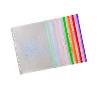 Lot de 8 pochettes transparentes étincelantes à fermeture éclair avec trou pour organiser des documents, sacs de rangement pour l'école, protecteurs de feuilles scintillantes avec trous