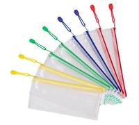 Lot de 8 pochettes zippées multi-usages pvc - avec fermeture zip chéquier assortis tarifold