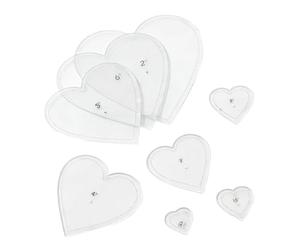 Lot de 8 pochoirs de en forme de cœur pour patchworks - Pour projets d'artisanat de matelassage - Outils en forme de cœur - Modèles de marquage de tissu - Activités familiales - Projets de