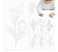 Lot de 8 pochoirs de fleurs réutilisables pour dessiner des fleurs - Pochoirs floraux pour projets d'art sur bois, murs, sols, toiles, tissus, papiers et portes
