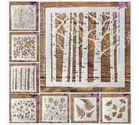 Lot de 8 pochoirs réutilisables de 13 cm pour travaux manuels, dessins sur bois, mur, toile, meubles, sol, décoration d'intérieur, style A