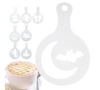 Lot de 8 pochoirs réutilisables pour imprimante à café Thème Halloween | Outils artistiques pour latte, gâteau, biscuit, cannelle, pain, café - Pochoirs pour latte, art, gâteau, biscuit, cannelle