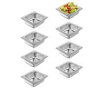 Lot de 8 poêles à vapeur en acier inoxydable de 6,3 cm de profondeur pour hôtel, restaurant, buffet, fournitures de fête
