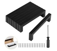 Lot de 8 poignées pour armoire de cuisine - Noir - Espacement des trous : 128 mm - En acier inoxydable - Avec vis